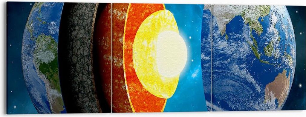 Bild auf Leinwand - Leinwandbild - Erde Schichten Universum Kern - 150x50cm - Wand Bild - Wanddeko - Leinwanddruck - Bilder - Kunstdruck - Wanddeko...