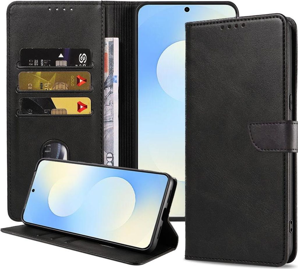 Geeignet für Samsung Galaxy S25 FE Handytasche Kunstleder mit Magnetlippe und Kartenhalter Buchhülle mit Klappe - Wallet Case mit Kartenfach - Sc...