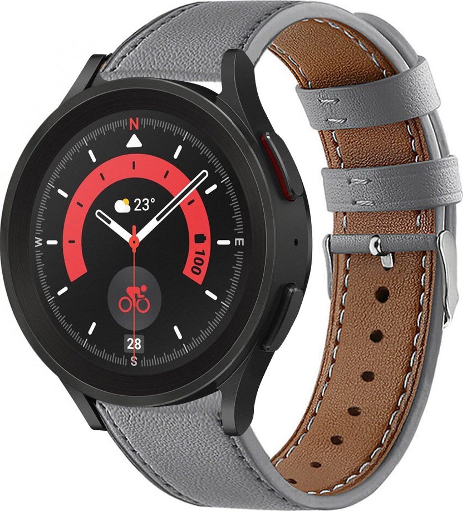 Strap-it Samsung Galaxy Watch 5 Pro Lederarmband (Grau)