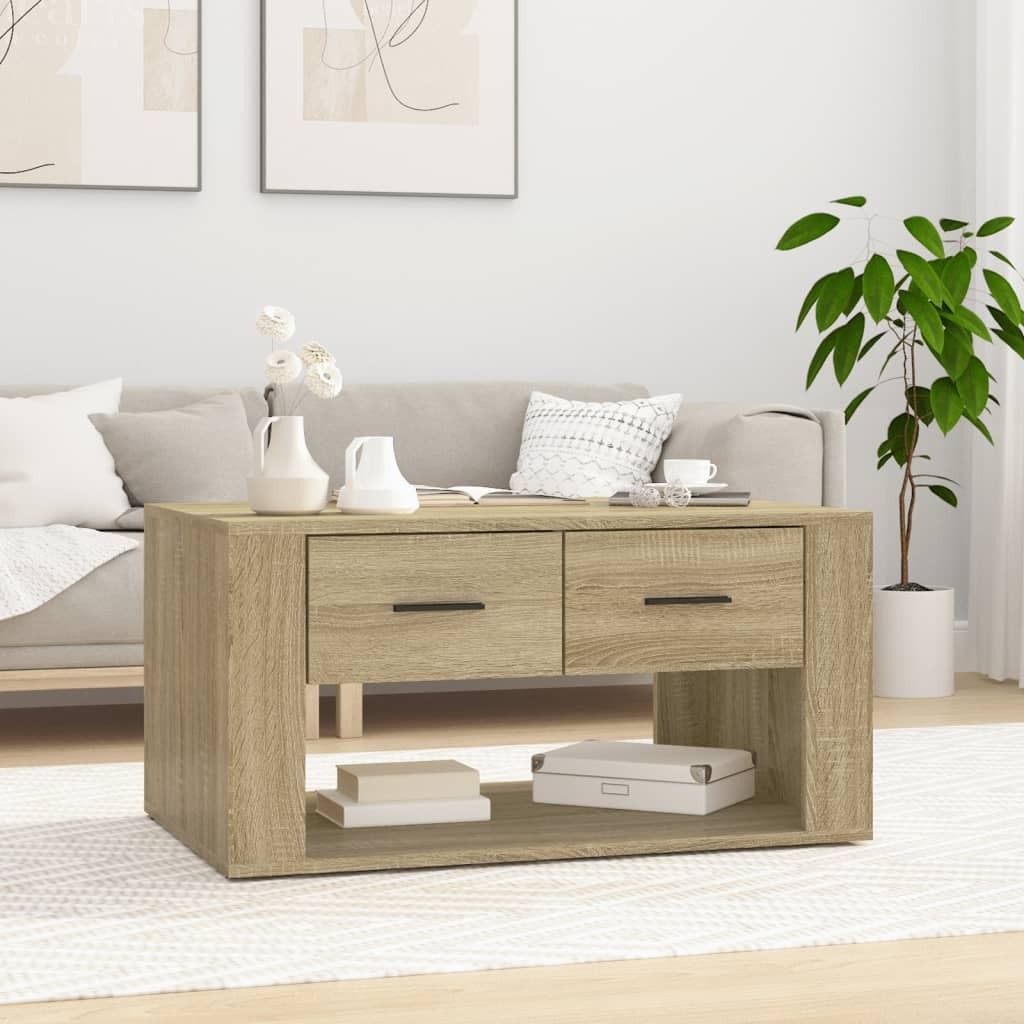 The Living Store Couchtisch Sonoma-Eiche 80x50x40 cm Holzwerkstoff