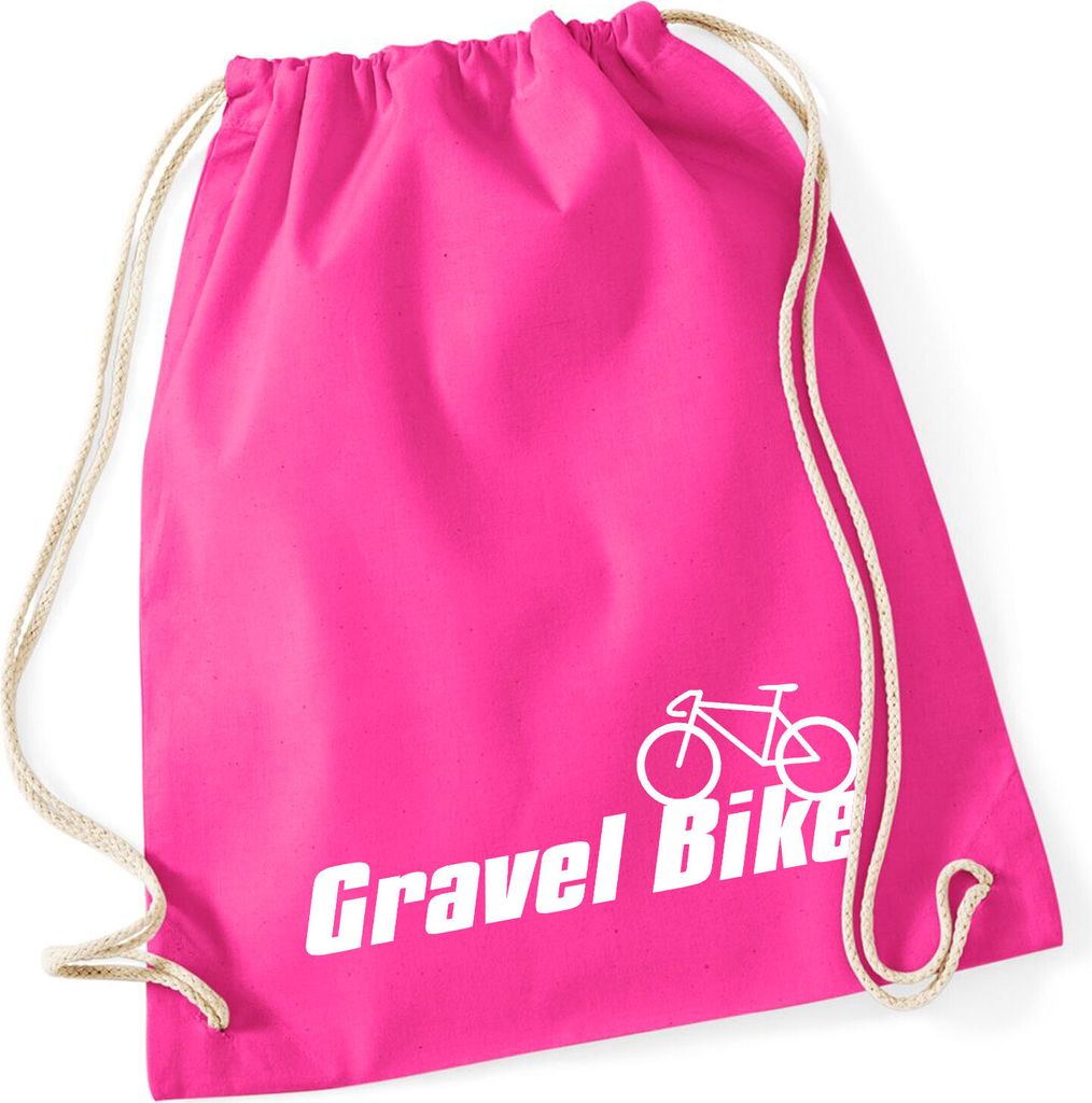 Huuraa Turnbeutel Gravel Bike Fahrrad 12 Liter Fuchsia Baumwolle Rucksack Geschenkidee
