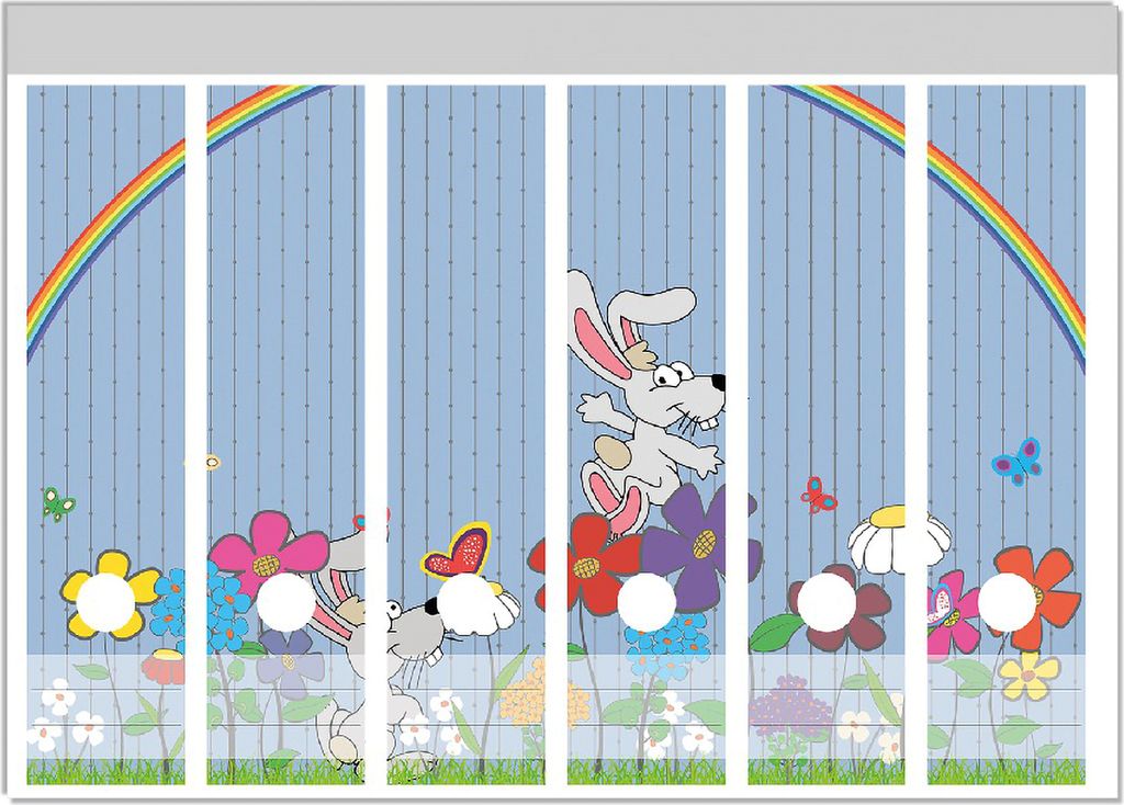 Wallario Ordnerrücken Sticker, selbstklebend für breite Ordner, 6 Stück, Motiv Süße Hasen unter einem Regenbogen