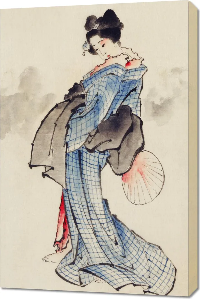 Quadro Geisha Hokusai 60x90 cm | Arredo Zen Vintage per Salotto