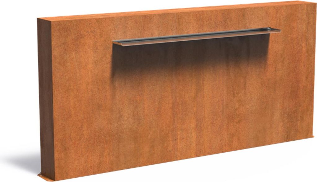 Adezz Freistehende Teichwand aus Corten-Stahl Rost inkl. Wasserfall und Pumpe