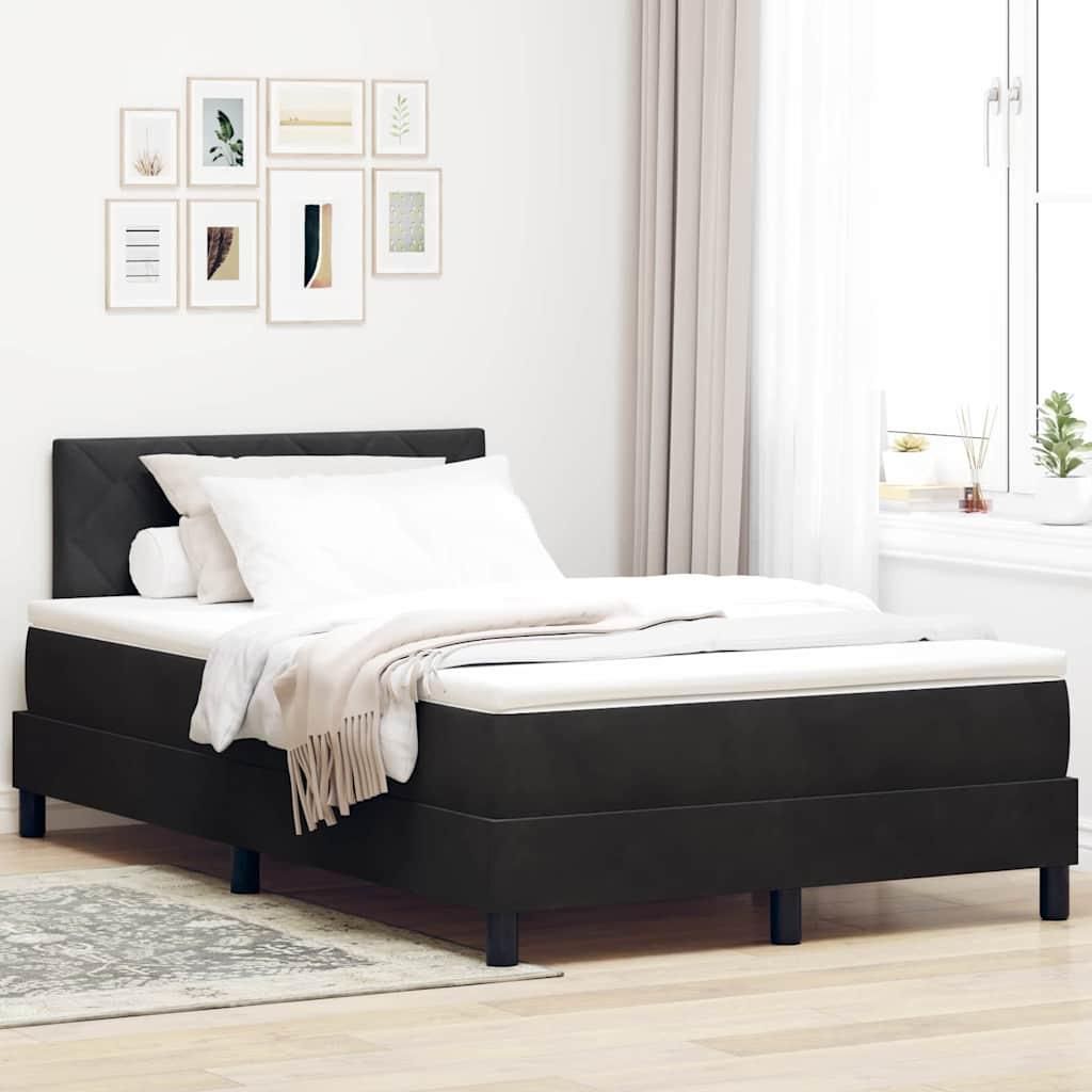 Möbel Boxspringbett mit Kopfteil Schwarz 120 x 190 cm Samt - Klassische Betten 3342706