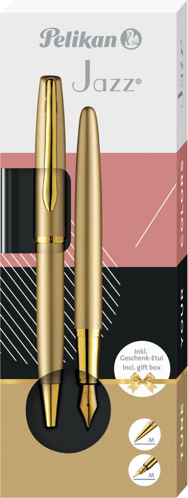 Pelikan Kugelschreiber Jazz Noble – Gold, Packung Mit 2, Metall, Für Rechts- & Linkshänder