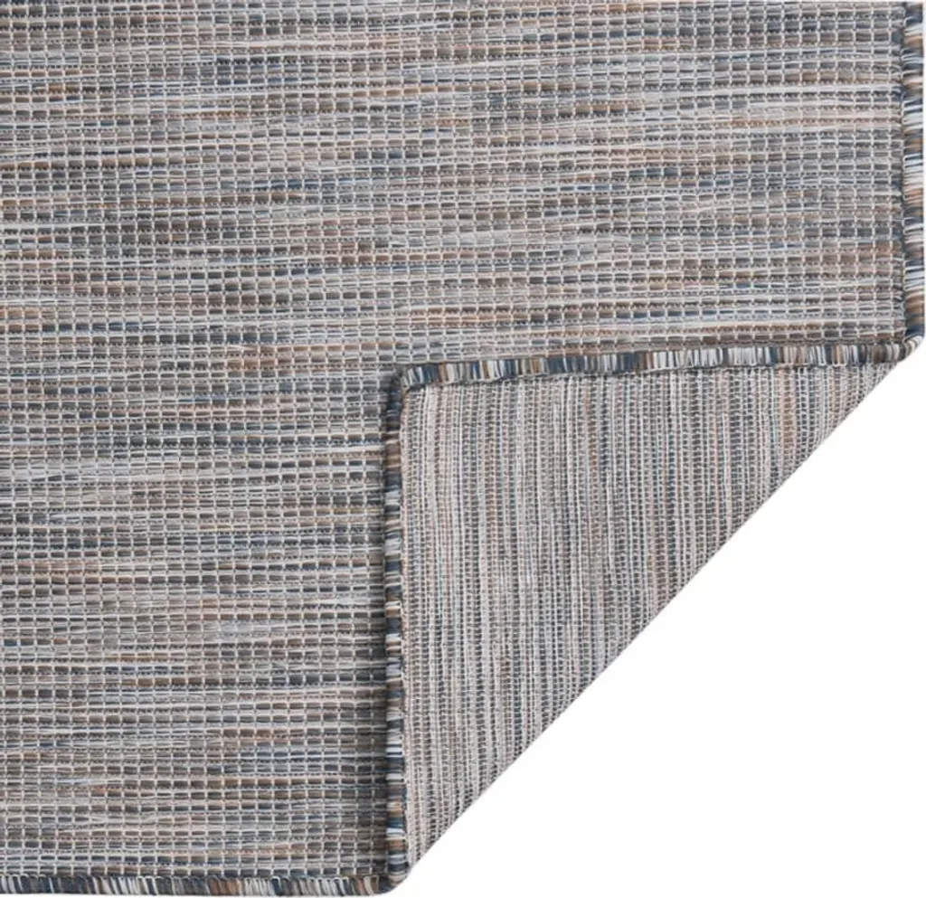 Tapis Terrasse Balcon 80x250 cm Tissé Plat Brun Bleu VidaXL