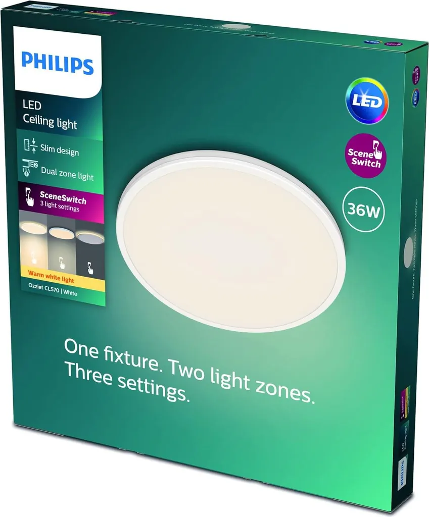 Philips Ozziet Plafonnier SceneSwitch 3900lm à Intensité Variable Blanc - 7