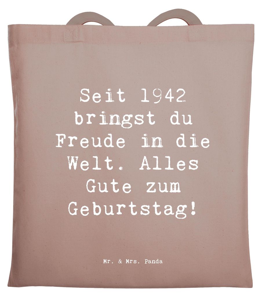 Mr. & Mrs. Panda Jutetasche Spruch 1942 Geburtstag Freude - Braun Pastell - Geschenk, Geburtstagsgeschenk, Tasche, Einkaufstasche, Einkaufstüte, F...