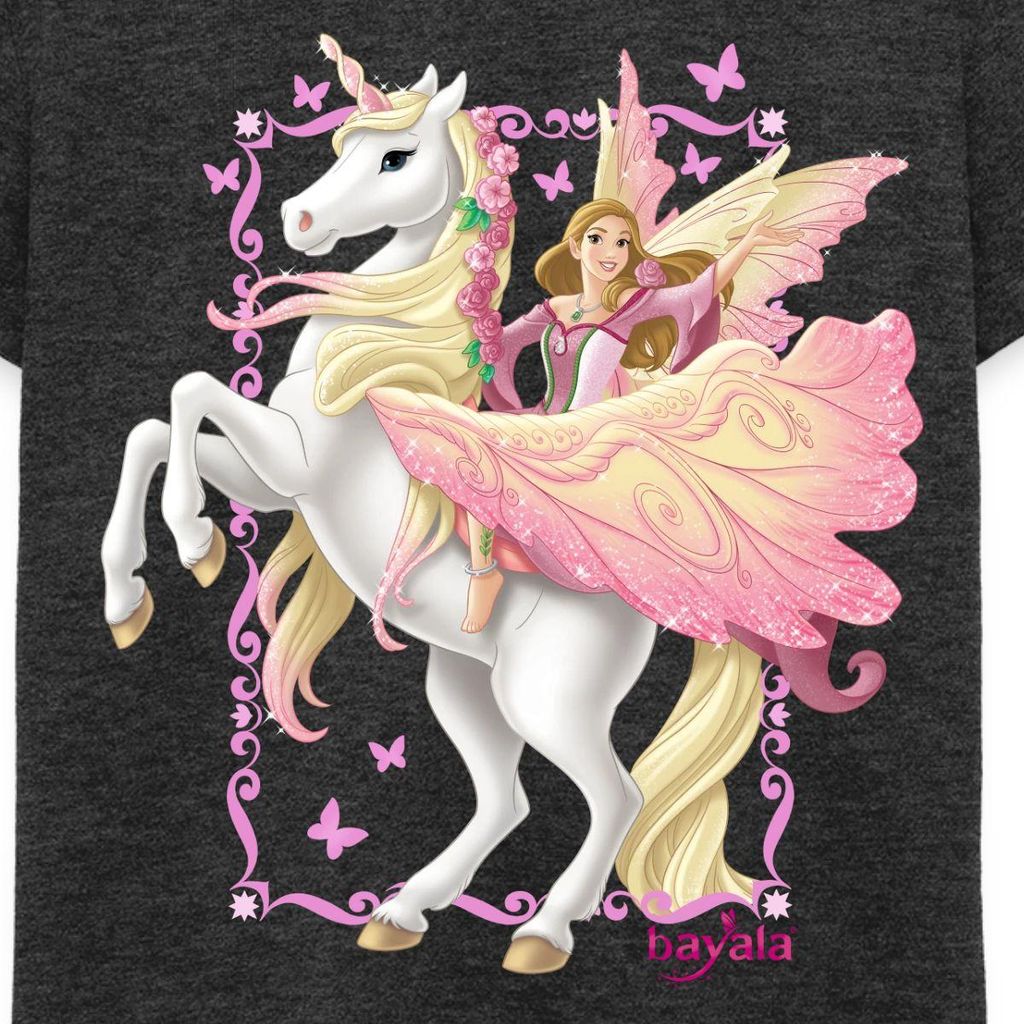 Spreadshirt Schleich Bayala Feya reitet auf Pegasus-Einhorn Teenager Premium T-Shirt, 158/164 (12 Jahre), Anthrazit meliert