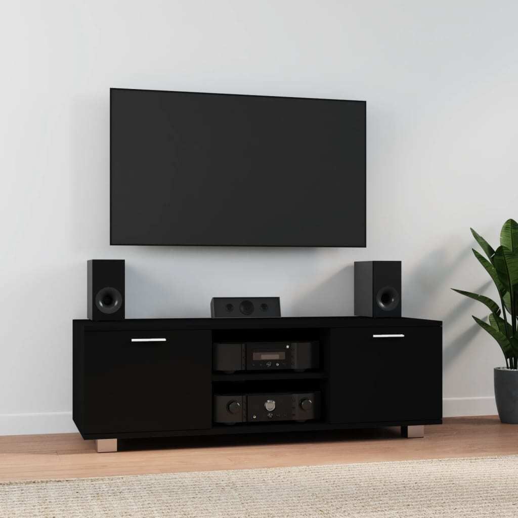 The Living Store TV-Schrank Schwarz 120x40,5x35 cm Holzwerkstoff