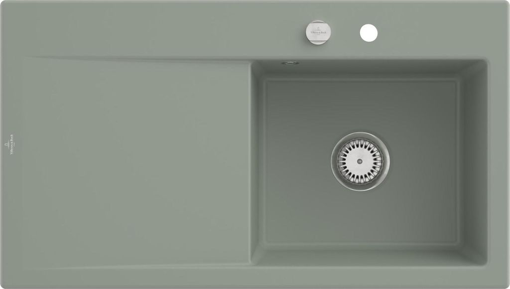 Villeroy & Boch 335102R8 Subway Style 50 Keramikspüle Einbauspüle Unterschrankbreite ab 50 cm Morning Green CeramicPlus Keramik mit Handbetätigu...