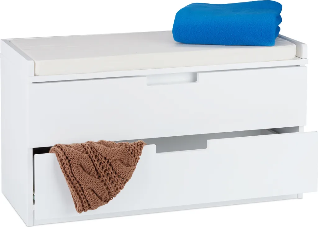 Meuble d'entrée avec tiroirs et assise Relaxdays - Commode de siège grise