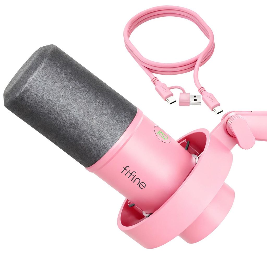 FIFINE USB Microphone XLR Dynamisches Mikrofon PC für Streaming Podcast Gaming, Rosa