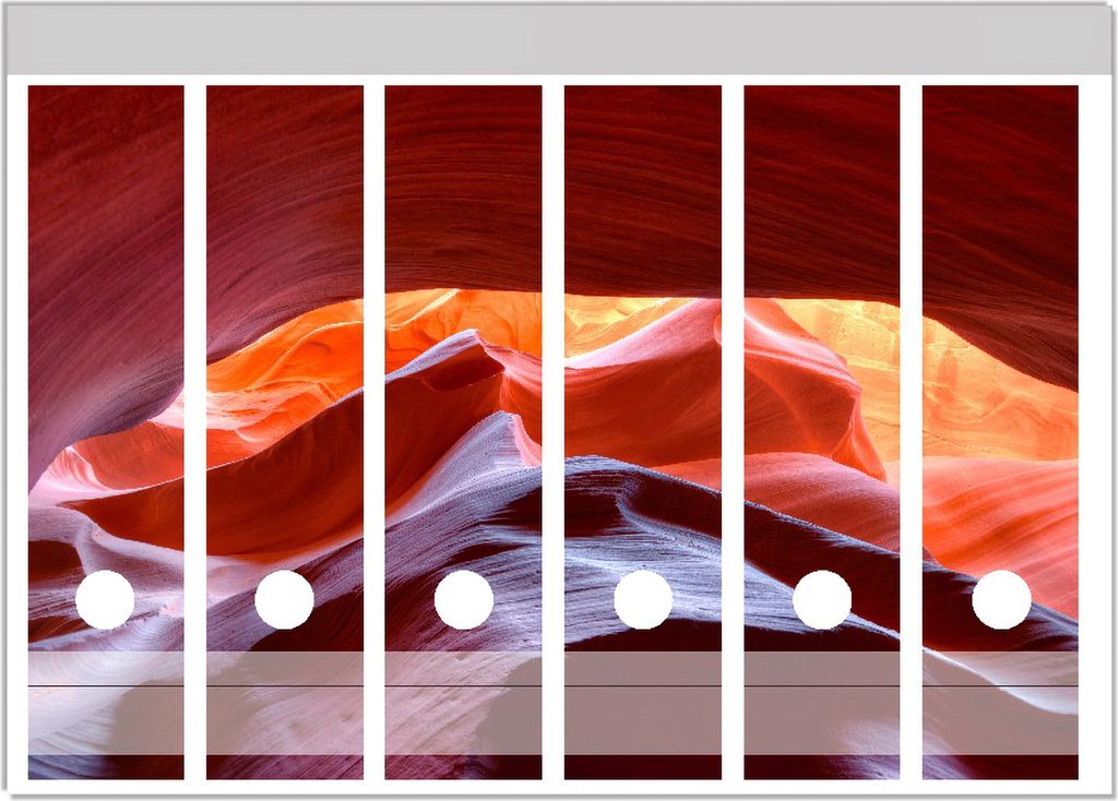 Wallario Ordnerrücken Sticker, selbstklebend für breite Ordner, 6 Stück, Motiv Antelop Canyon USA Kalksandsteingebirge in leuchtenden Farben