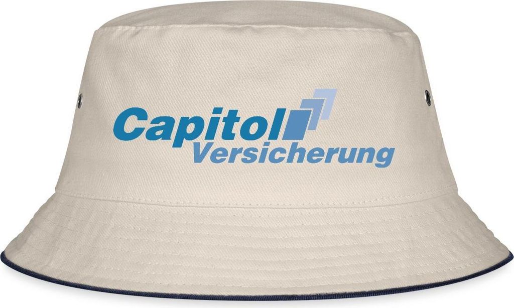 Spreadshirt Stromberg Logo Capitol Versicherung Fischerhut, S/M (Caps), Natur/Navy