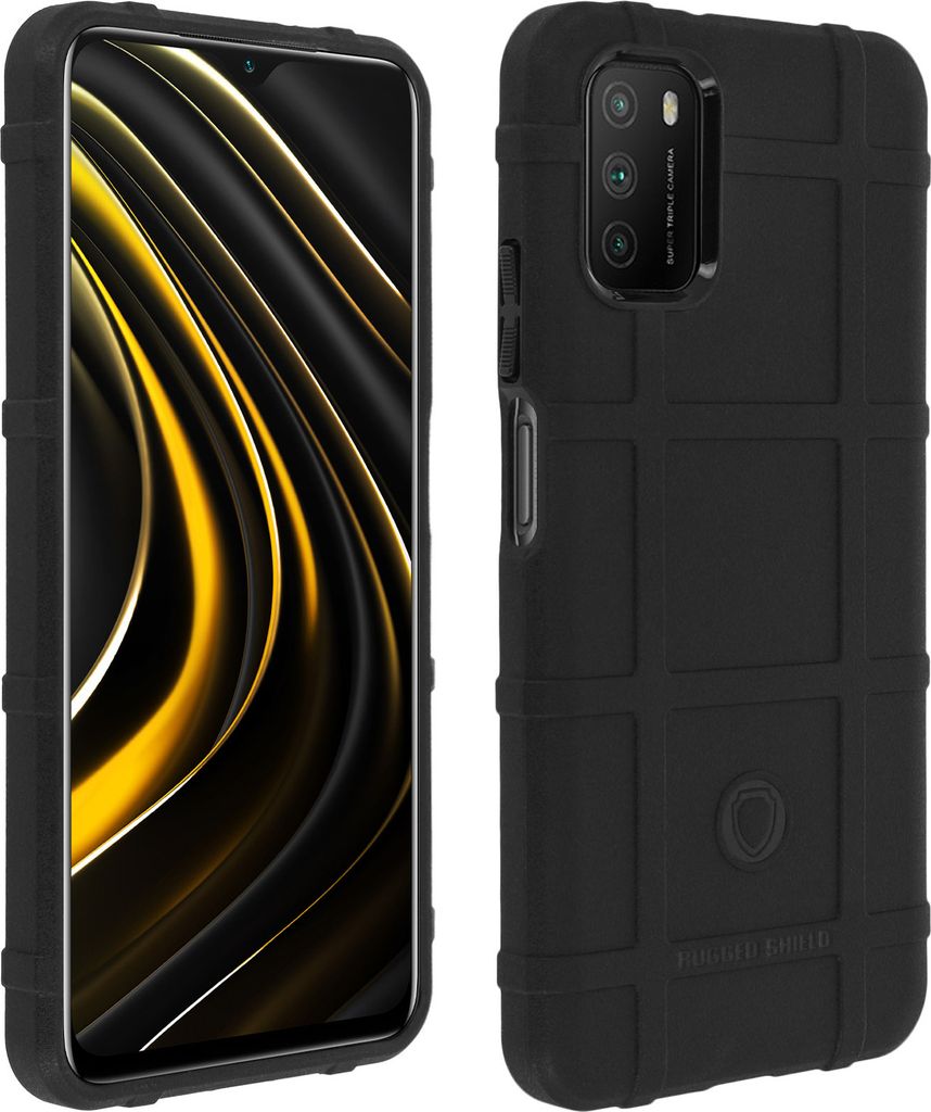 Avizar, Panzer Style stoßfeste Schutzhülle für Xiaomi Poco M3 / Redmi 9T, Schwarz