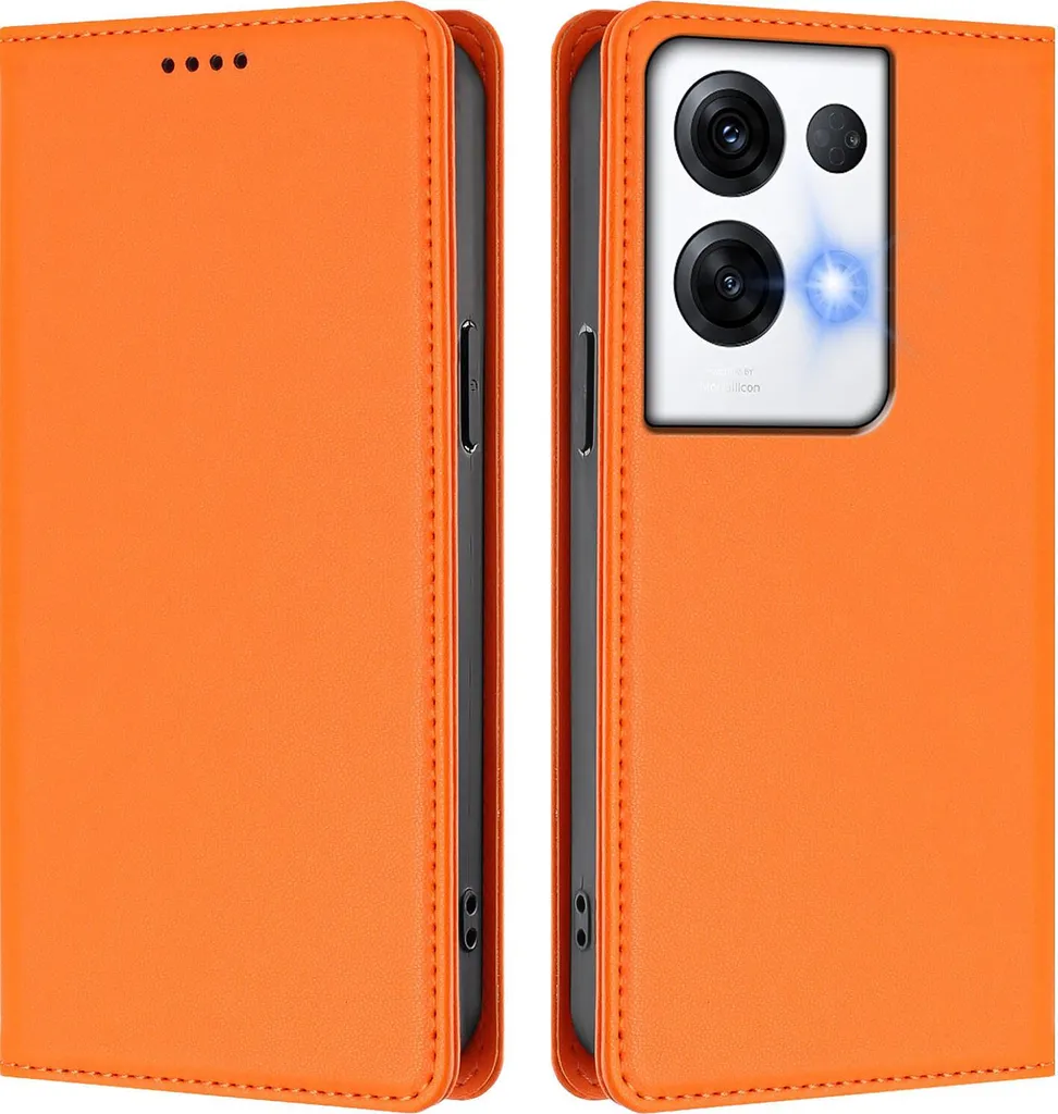Oppo Reno8 Pro 5G Cover Arancione Flip - Custodia Antiurto Magnetica