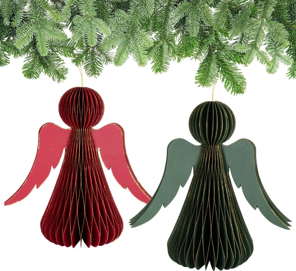 Weihnachtsdeko Engel zum Aufhängen Rot & Grün 6er Set
