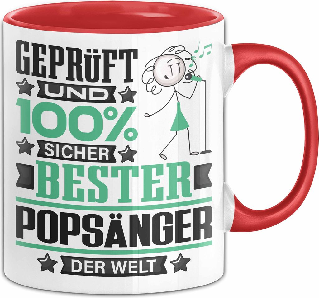 Popsänger Geschenk Lustiger Spruch für Popsänger Geschenkidee Bester Popsänger Der Welt (Rot)