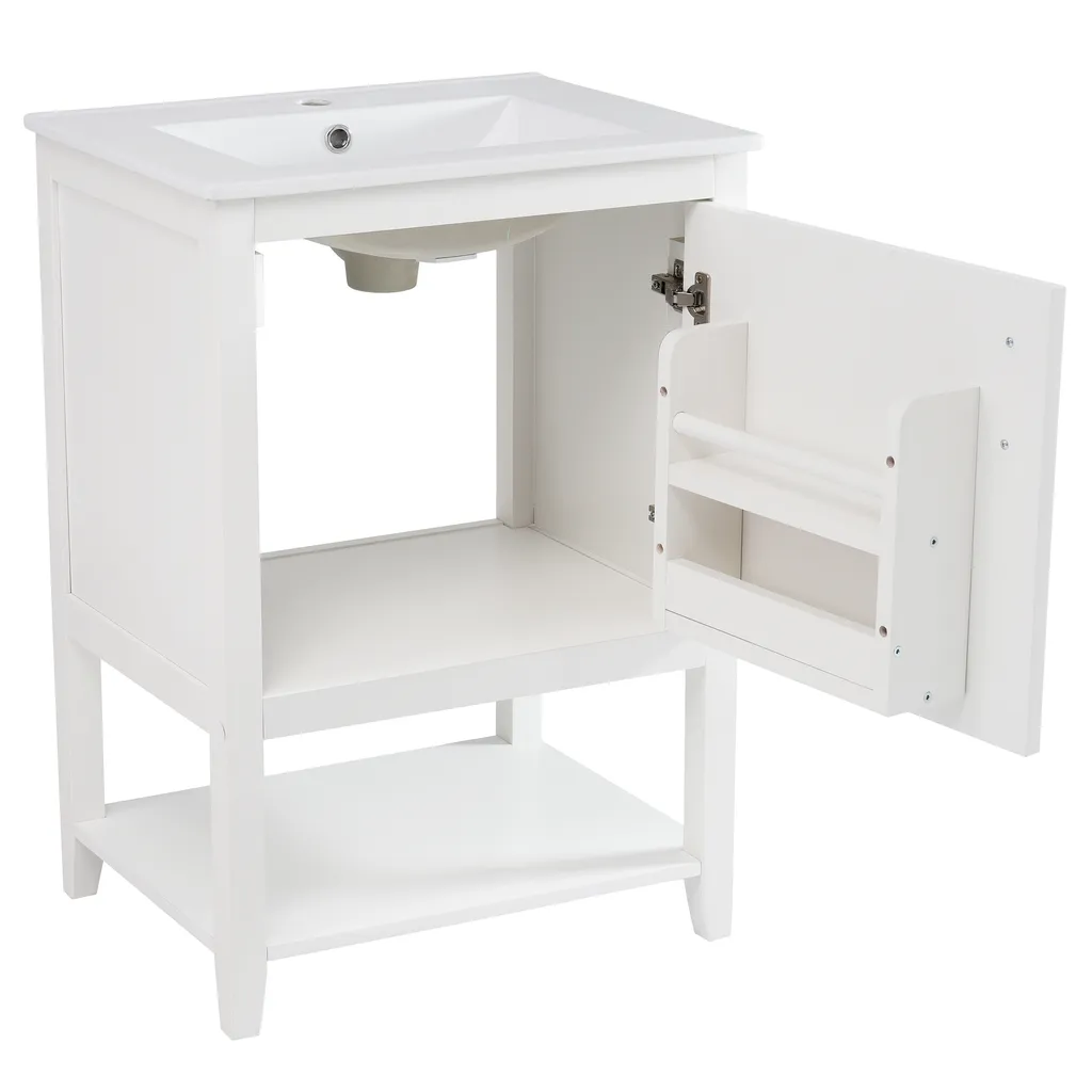 Meuble sous Vasque Compact Blanc : Solution Gain de Place Salle de Bain