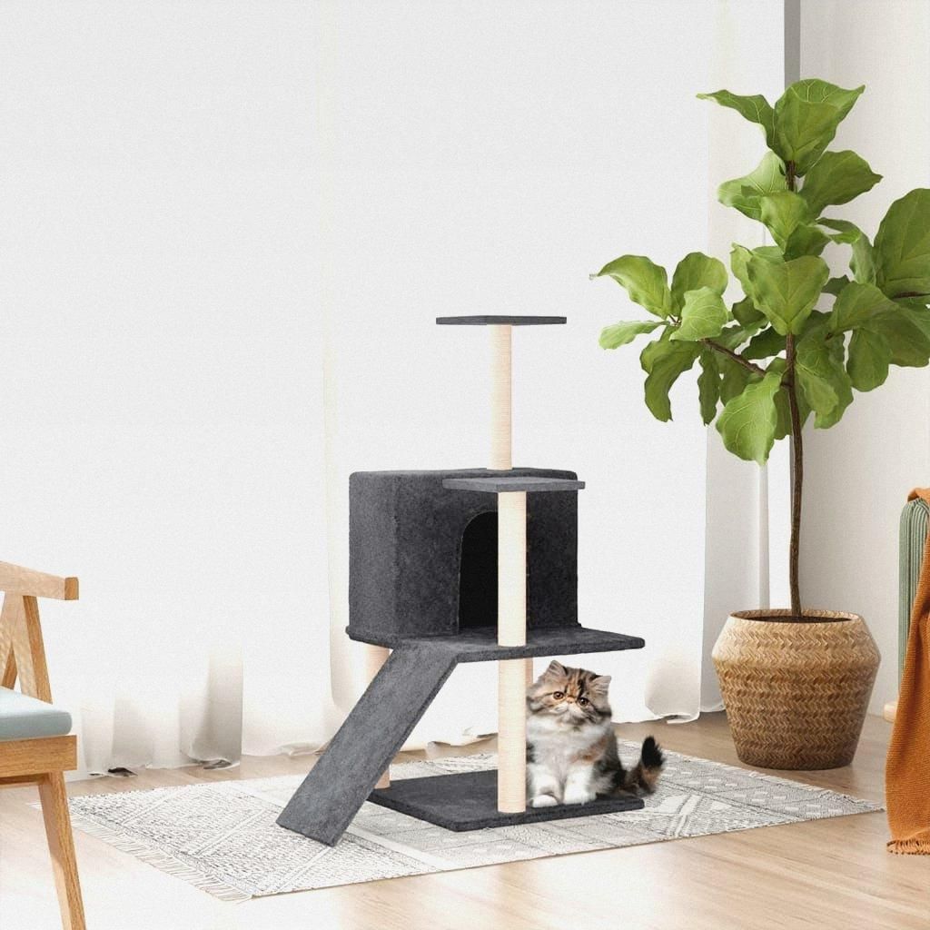 Kratzbaum mit Sisal-Kratzsäulen Dunkelgrau 82 cm Katzenmöbel für kleine und große Katzen