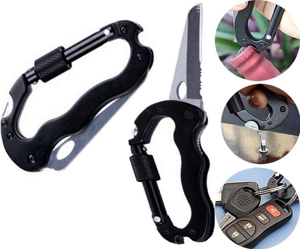 Stück Karabiner, Schlüsselring, Multifunktions-D-Ring-Clip aus Aluminium, mit Schraubverschluss zum Verriegeln, für Reiten, Camping, Wandern, An...