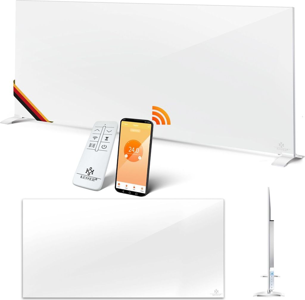 KESSER Infrarotheizung Aluminiumheizung Energiesparend 2in1 Standgerät & Wandmontage Elektroheizung mit Erkennung Offener Fenster + Fernbedienun...