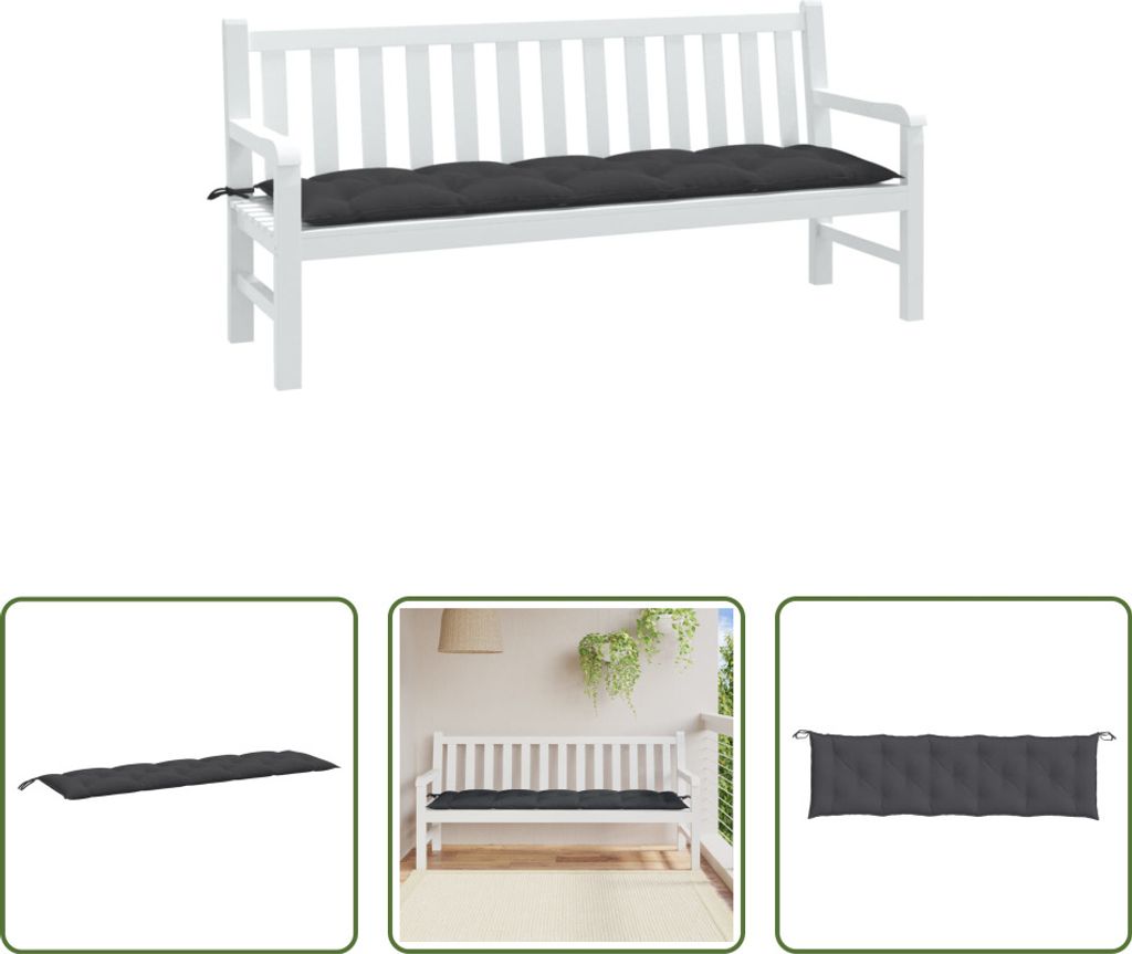 The Living Store Gartenbank-Auflage Melange Anthrazit 180x50x7 cm Stoff