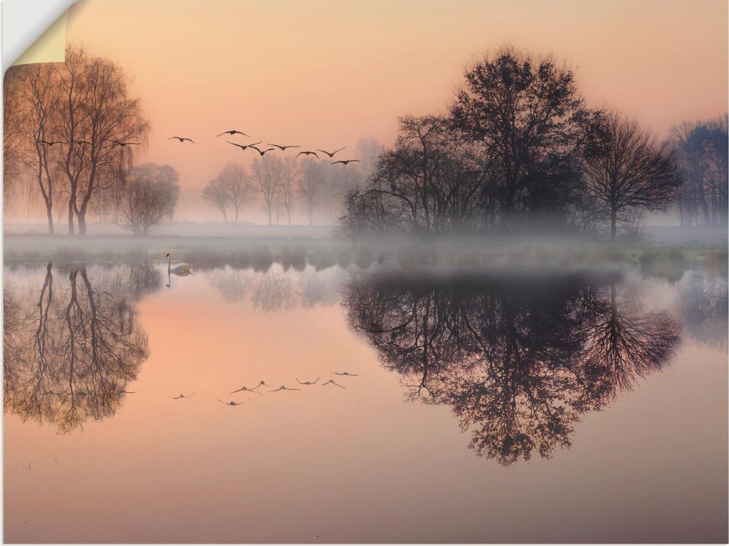 ARTland Wandbild, selbstklebend Früh morgens am See.... Größe: 120x90 cm
