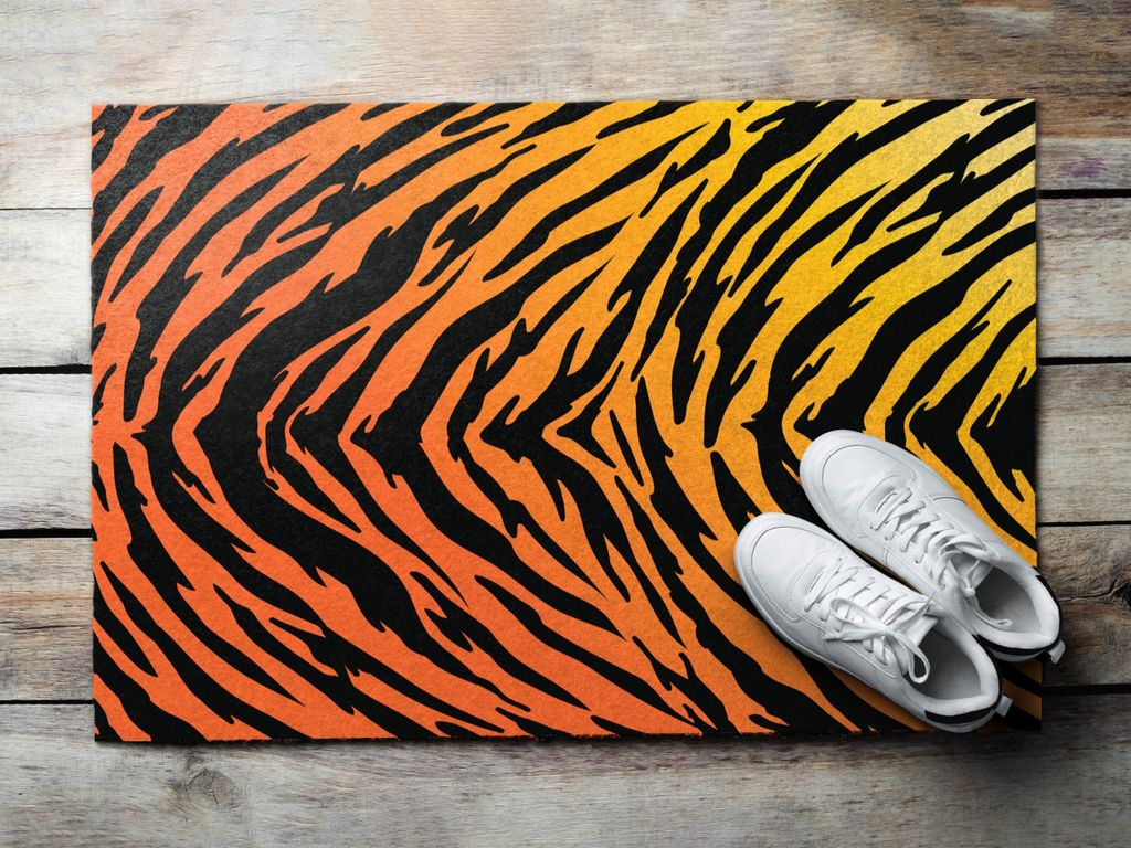 Fußmatte Aussen - Schuhmatte Haustür- Schmutzfangmatte Türvorleger - Outdoor Teppich Schmutzfänger - 60x40 cm - Tiger Streifen