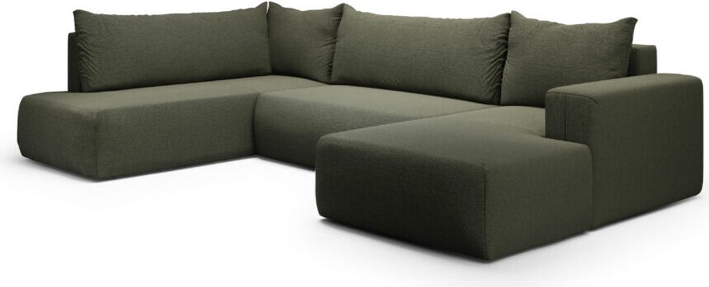 Intenso Ecksofa mit Schlaffunktion LECCO U, Rechts, Grün