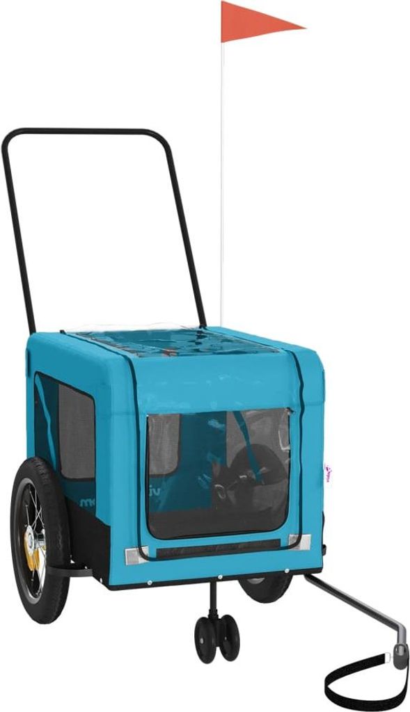 vidaXL Fahrradanhänger Hunde Blau und Schwarz Oxford-Gewebe & Eisen