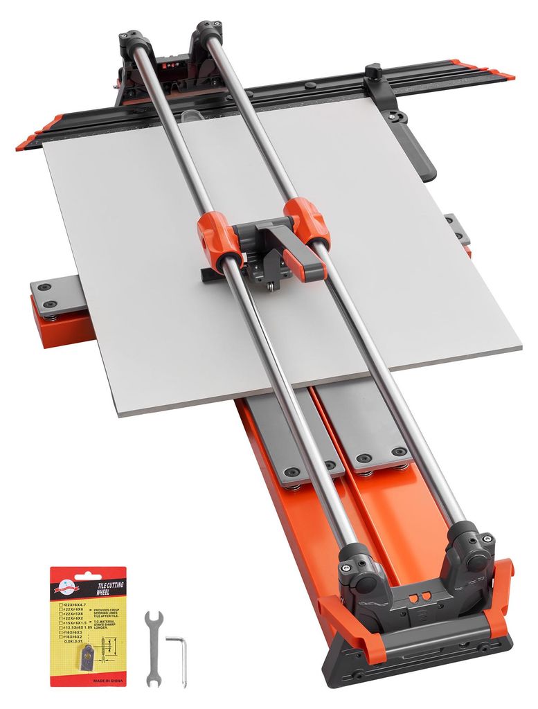 SucceBuy Fliesenschneider 1200 mm, Schneidmaschine mit beweglichem Schneidkopf & federnd gelagerter Basis, Winkelanschlag, Trennscheibe aus Wolfram...