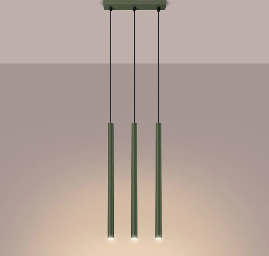 Lampada a sospensione PASTELO 3P verde oliva 3xG9 8W acciaio 104x19.5x19.5cm Sollux Lighting - 2