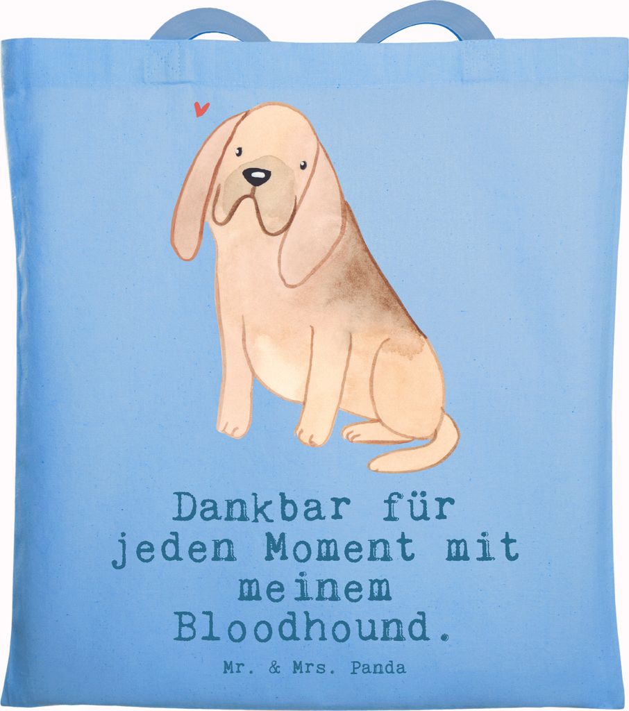 Mr. & Mrs. Panda Shopping Tasche Bloodhound Moment - Sky Blue - Geschenk, Tote Bag, Schultasche, totebag, St. Hubertushund, Jutebeutel, Chien De Sa...