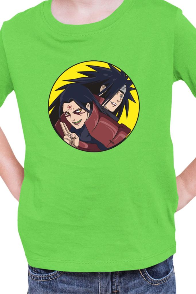 Kinder T-Shirt Naruto Madara Vs Hashirama, 5-6 Jahr - 116 / Lime