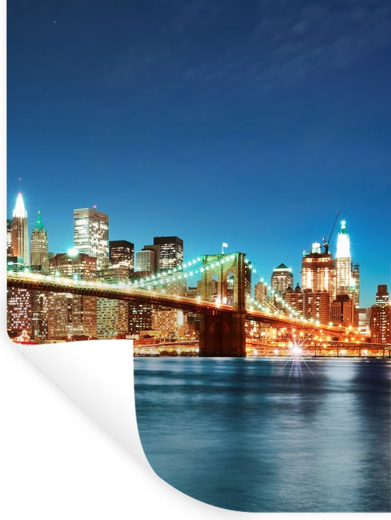 MuchoWow Wandtattoo Wandsticker Wandaufkleber New York - Brücke - Architektur - Brooklyn - Licht 120x160 cm Selbstklebend und Repositionierbar -...