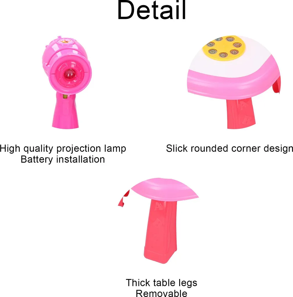 Table de dessin éducative rose pour apprendre à tracer - Projecteur LED