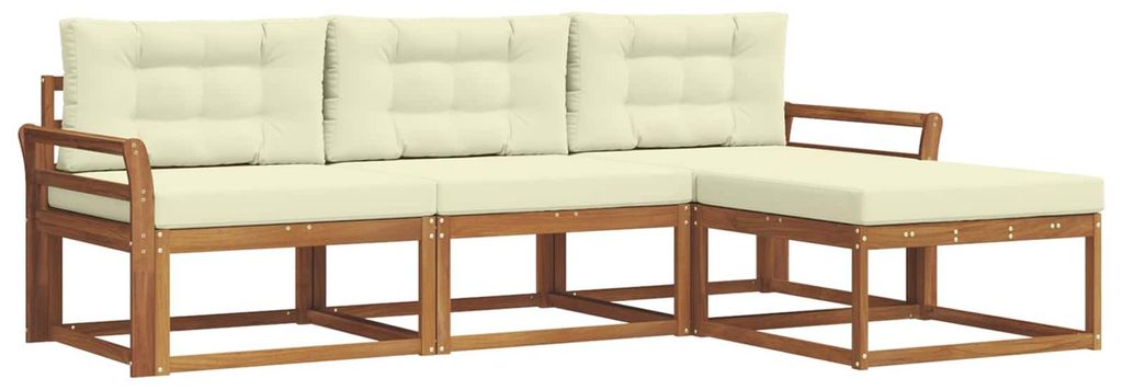 vidaXL Outdoor-Sofagarnitur mit Kissen 4 pcs Natur und Creme