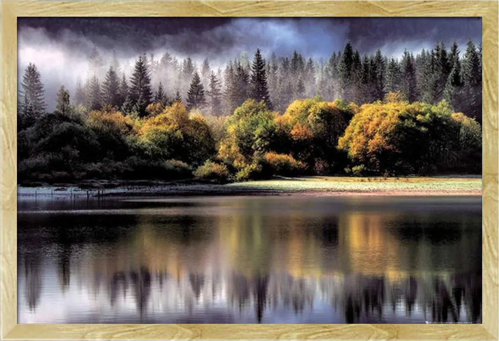 Poster Autumn Lights Shinsuke Cadre Hêtre Amovible et Vitre Acrylique 91cm