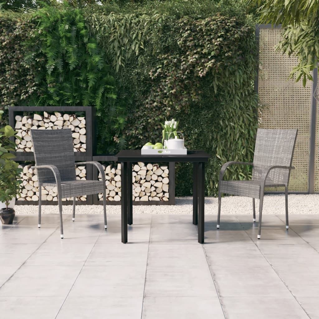 Maison Exclusive - 3-tlg. Garten-Essgruppe Grau und Schwarz