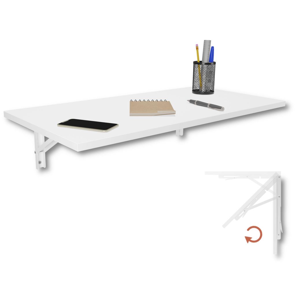 Wandklapptisch Schreibtisch Tischplatte 80x40 cm in Weiß Produktbild 