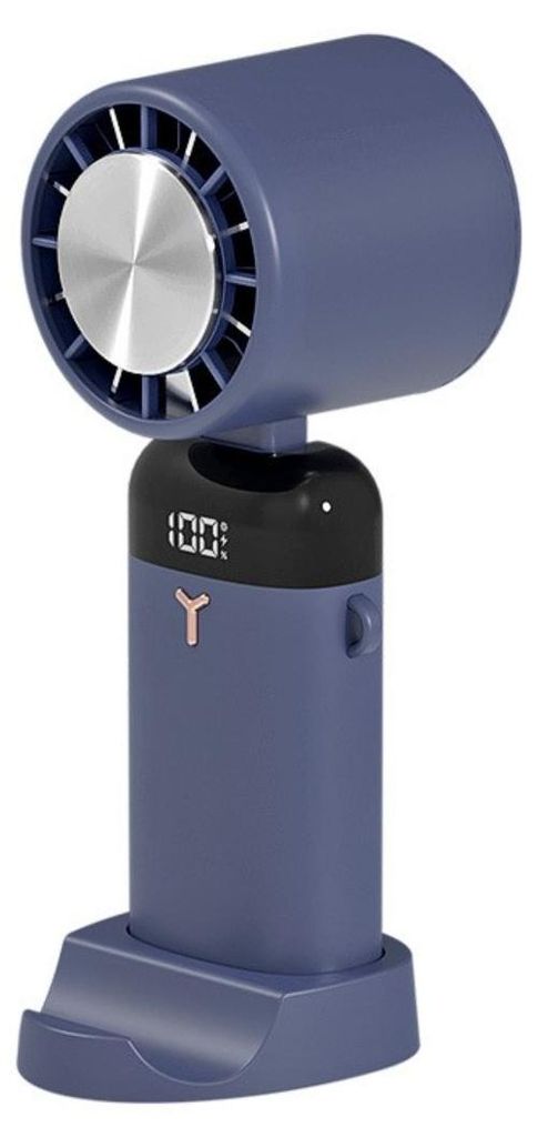 INF Handlicher Halbleiter-Kühlventilator 3600mAh, Faltbar, LCD, 3 Stufen Dunkelblau