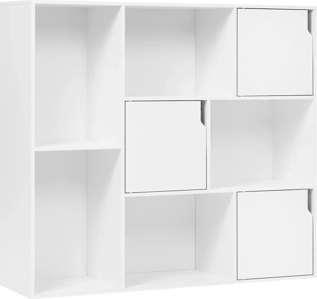 Rangement Salon et Bureau : Bibliothèque avec Porte en Chêne Blanc 106 cm