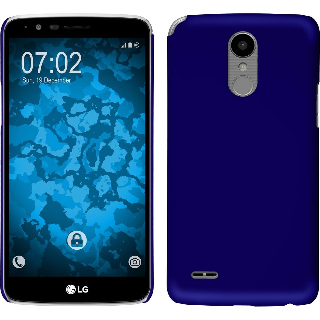 PhoneNatic Case kompatibel mit LG Stylus 3 - Hülle blau gummiert Hard-case + 2 Schutzfolien