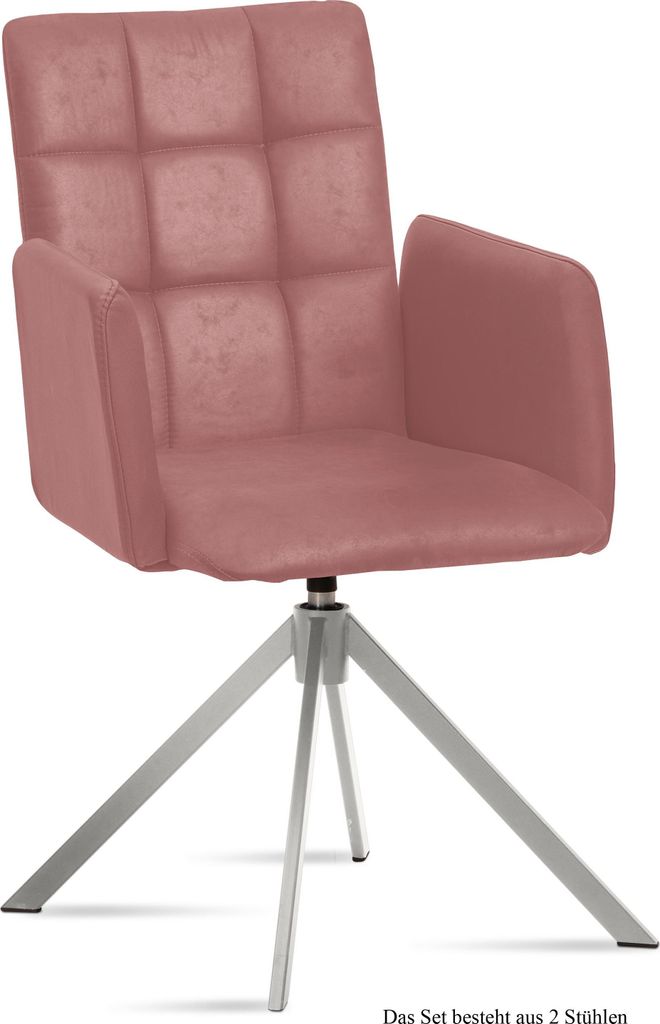 Armlehnstuhl drehbar (2er-Set) Drusie 52x91x60 Edelstahl/Rosewood