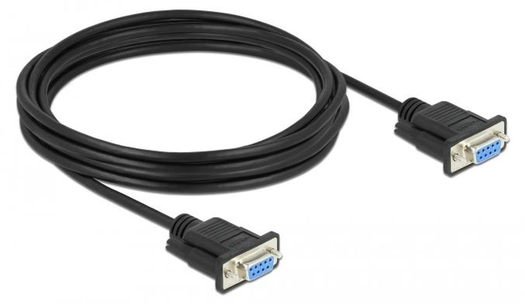 Delock Seriell Kabel RS-232 D-Sub9 Buchse zu Buchse Nullmodem mit schmalem Steckergehäuse 4 m