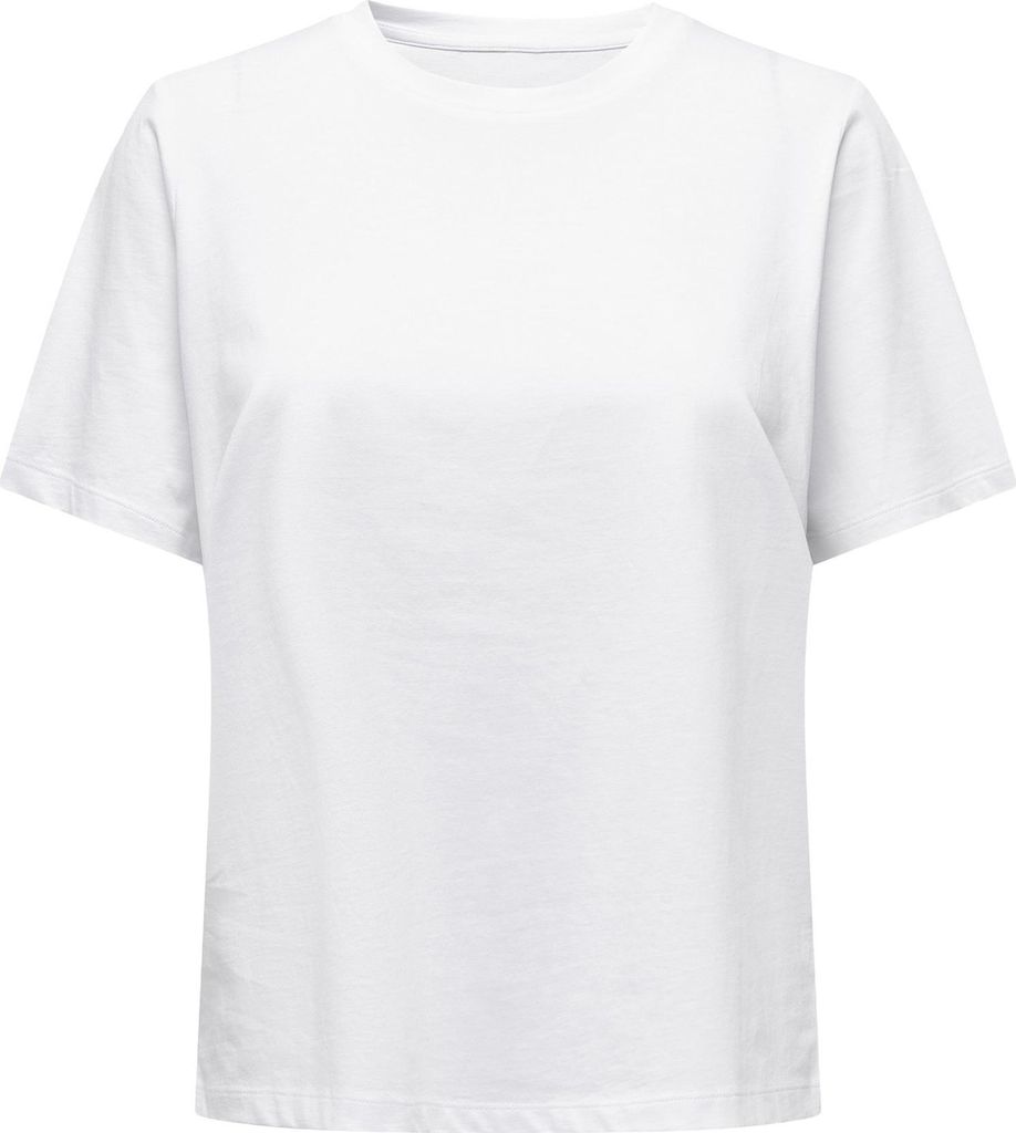 ONLY Damen T-Shirt - ONLONLY TEE, Rundhals, Baumwolle, einfarbig Weiß L