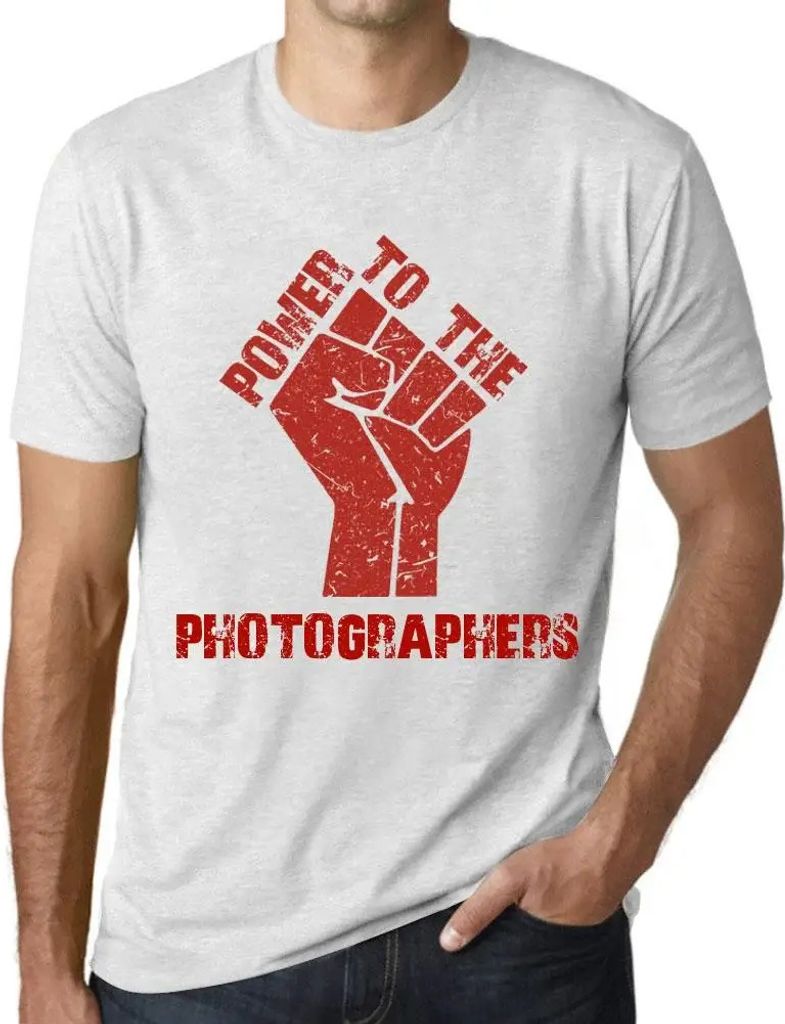 Herren Grafik T-Shirt Macht den Fotografen – Power To The Photographers – Öko-Verantwortlich Vintage Jahrgang Kurzarm Lustige Druck Geburtstag